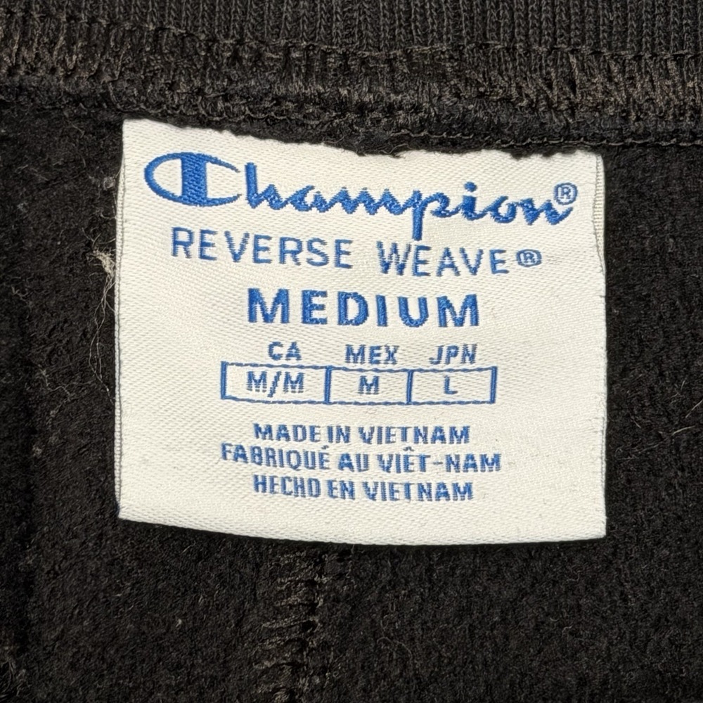 Vtg Champion Reverse Weave Jogger Sweatpants M Gray Black Split Color Block - Picture 2 of 8
